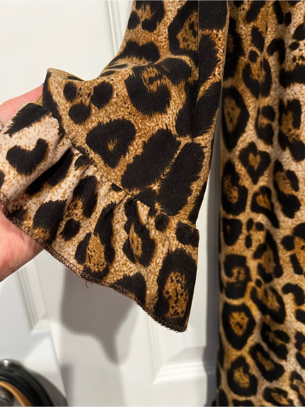Leopard Print Ruffle Tunic - Brown - Picture 4 of 9
